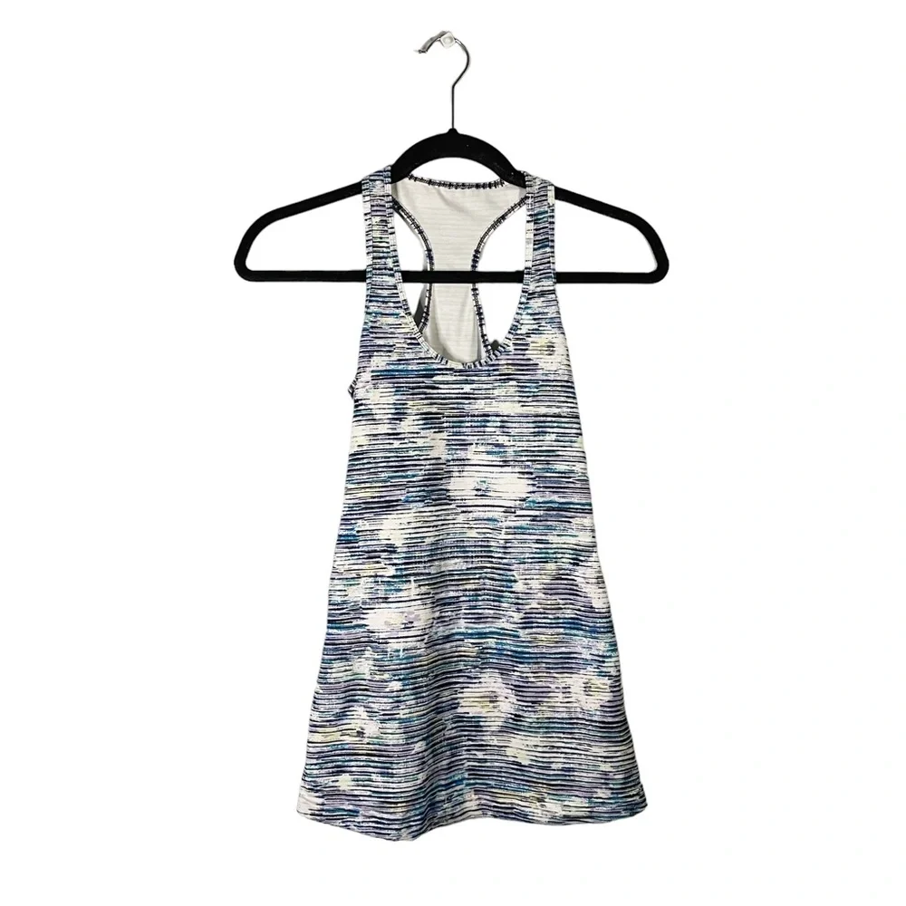Lululemon Striped Patterned Athletic Athleisure Workout Racerback Tank Top Small - Picture 1 of 7